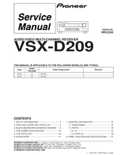 Pioneer VSX-D209 Service Manual