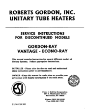 Roberts Gorden Gordon-Ray RTH-R50 Service Instructions Manual