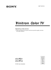 Sony Trinitron KV-PF14 Operating Instructions Manual