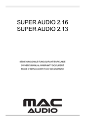 Mac Audio SUPER AUDIO 2.16 Owner's Manual/Warranty Document