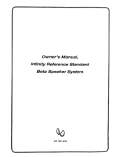 Infinity Reference standard beta speaker system Owner's Manual