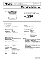 Clarion pro audio vrx 630 Service Manual