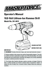MasterForce 241-0412 Operator's Manual