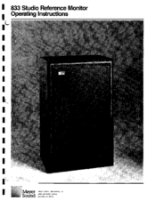 Meyer Sound Studio Reference Monitor System 833 Operating Instructions Manual