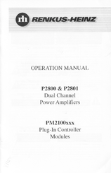 Renkus-Heinz PM2100 series Operation Manual