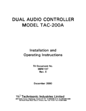 Technisonic Industries Limited TAC-200A Operating Instructions Manual