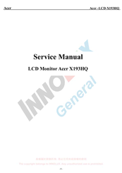 Acer LCD-X193HQ Service Manual