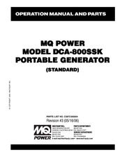 MQ Power WhisperWatt DCA800SSK Operation Manual And Parts List