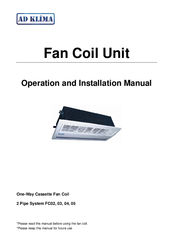 AD Klima Fan Coil Unit Operation And Installation Manual