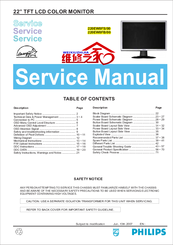 Philips LCD widescreen monitor 220EW8FB Service Manual