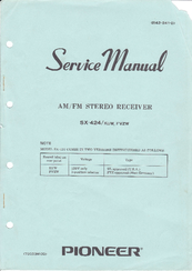 Pioneer SX-424 FVZV Service Manual