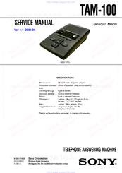 Sony TAM-100 Service Manual