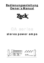 Zeck Audio CA 800 Owner's Manual