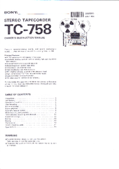Sony TC-758 Owner's Instruction Manual