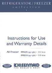 Kleenmaid FFS310 Instructions For Use Manual