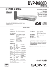Sony DVP-K800D Service Manual