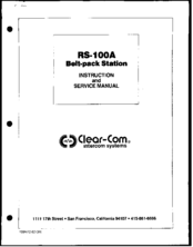 Clear-Com RS-100A Instruction And Service Manual