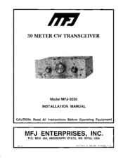 MFJ MFJ-9030 Installation Manual