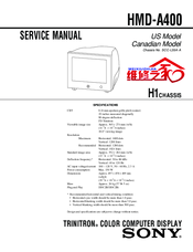 Sony Trinitron HMD-A400 Service Manual