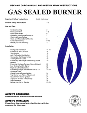 Premier GAS SEALED BURNER Use And Care Manual And Installation Instructions