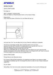 Speeka Google Glass Quick Start Manual