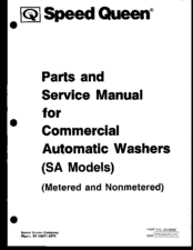 Speed Queen SA4714 Parts And Service Manual