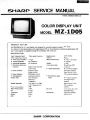 Sharp MZ-1D05 Service Manual