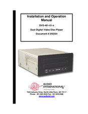 Audio international DVD-401-01-x Installation And Operation Manual