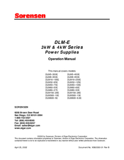 Sorensen DLM8-350E Operation Manual