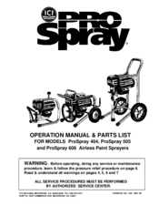 ICI ProSpray 606 Operations Manual & Parts List