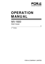 FOR-A MV-1600 Operation Manual