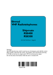 Simrad Shipmate RS8400 Introduction Manual