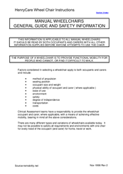 Henry Attendant Propelled Instructions Manual