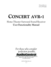 AudioControl Concert AVR-1 User Functionality Manual