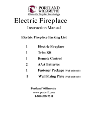 Portland Willamette Electric fireplace Instruction Manual