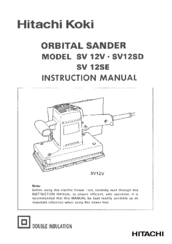 Hitachi Koki SV12SD Instruction Manual