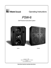 Meyer Sound PSW-6 Operating Instructions Manual