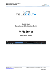 Teledelta MPR Series Quick Start Operation And Installation Manual