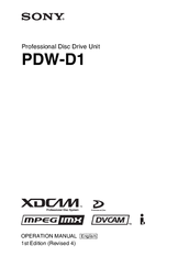 Sony PDW-1 Operation Manual