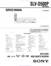 Sony SLV-D500P - Dvd Player/video Cassette Recorder Service Manual