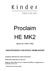 Kinder HE MK2 Installation, Maintenance & User Instructions