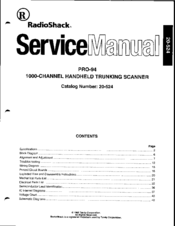Radio Shack PRO-94 Service Manual