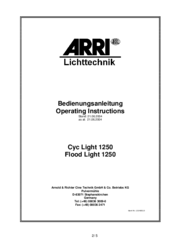 ARRI 1250 Operating Instructions Manual
