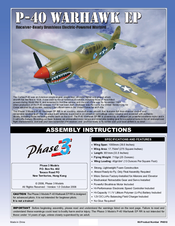 Phase 3 Models P-40 Warhawk EP Assembly Instructions Manual