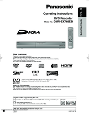 Panasonic DMR-EX768EB Operating Instructions Manual