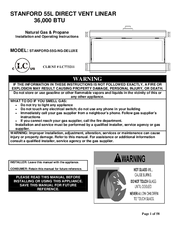 Stanford STANFORD-55G-NG-DELUXE Installation And Operating Instructions Manual