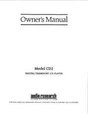 Audio Research CD2 Owner's Manual