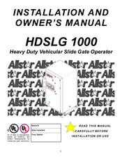 Allstar HDSLG 1000 Installation And Owner's Manual