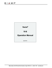 Biamp Vocia VI-8 Operation Manual