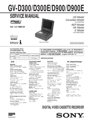 Sony Video Walkman GV-D900E Service Manual